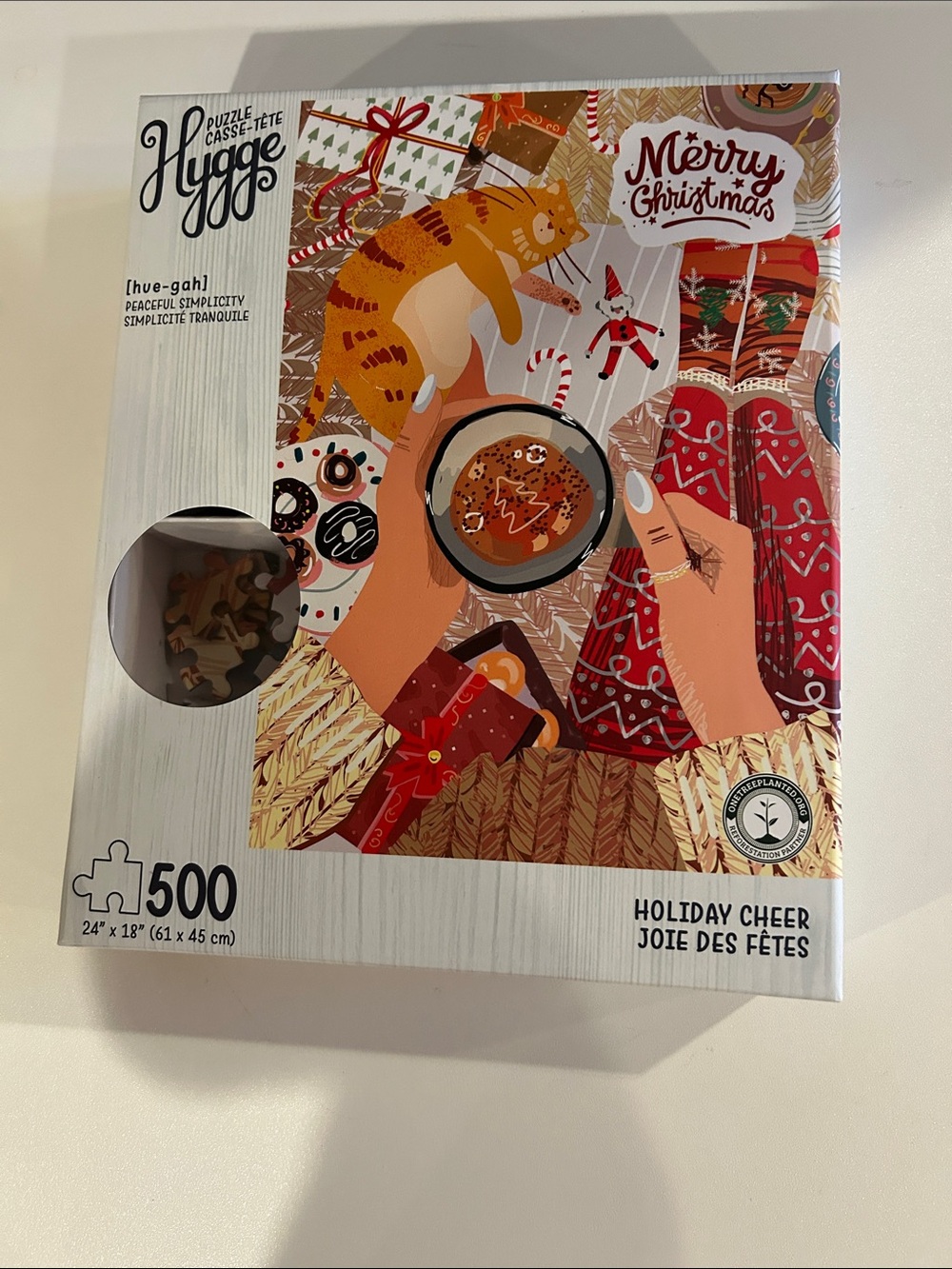 Hygge Holiday Cheer 500-Piece Puzzle - Merry Christmas Red & Cream